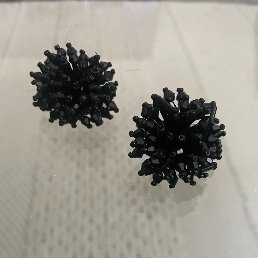 J. Crew Black Beaded Firework Stud Earrings